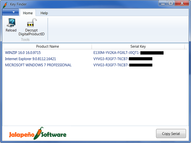 Jalapeno keyfinder screenshot
